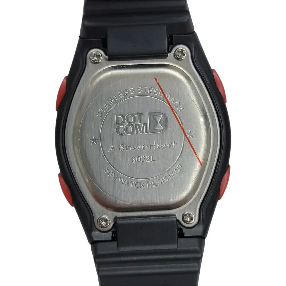 Y2K DOTCOM Digital LCD Watch Black Silver Cyber Retro Thumbs Up Brave Heart